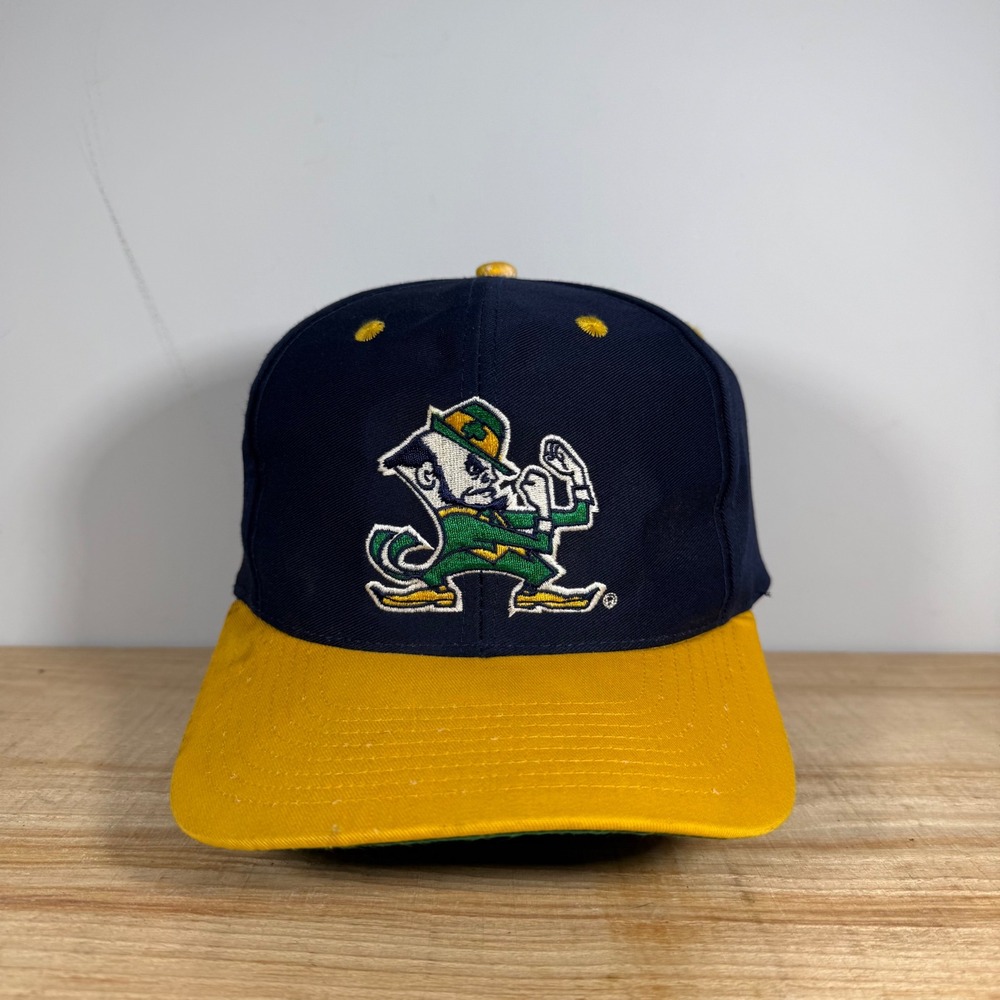 Notre Dame Fighting Irish Hat Men OSFA Navy 2 Toned Vintage 90s Snapback NCAA